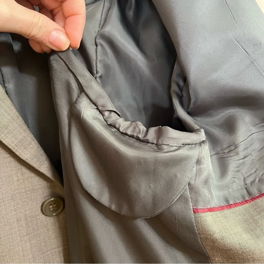 SACARI Classic 100% Merino Wool Gray Blazer Jacket Men’s 46R Suit Coat 3-Button